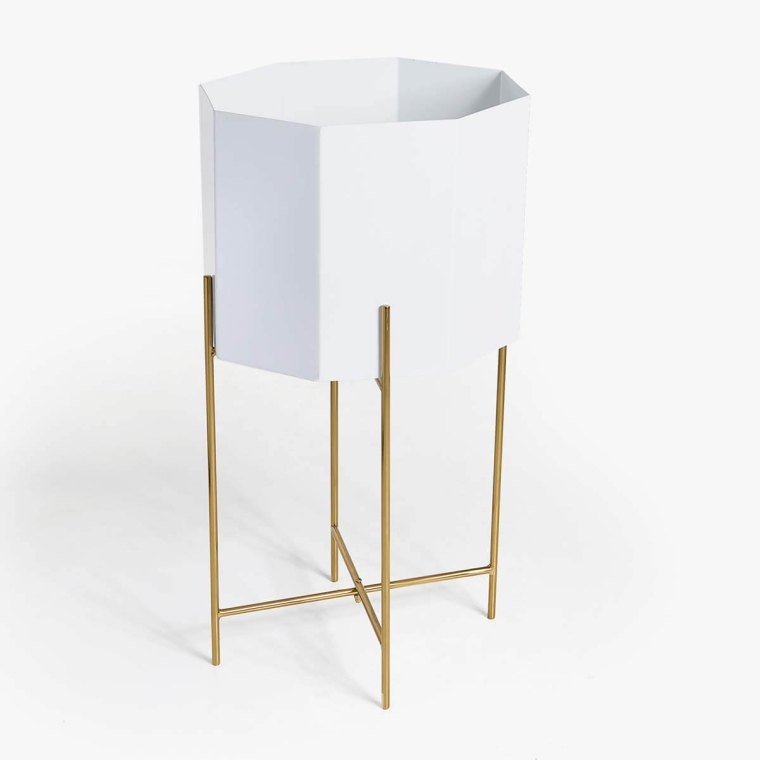 White Ceramic Pot with Stand